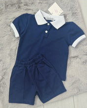 Load image into Gallery viewer, Navy Contrast Collar Short Set
