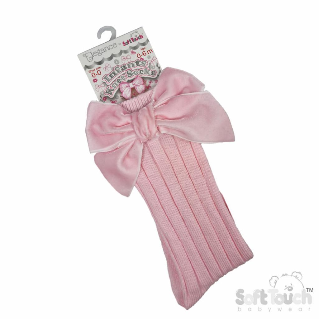Pink Velvet Bow Sock