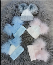 Load image into Gallery viewer, Newborn Double Pompom Hats
