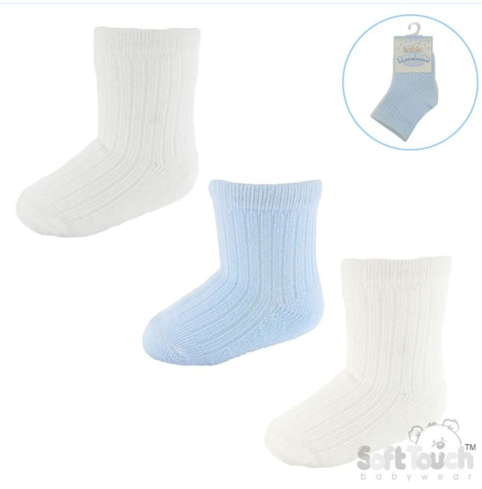 Three Pack Blue/ White Socks