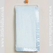 Load image into Gallery viewer, Blue Chevron Satin Edge Blanket
