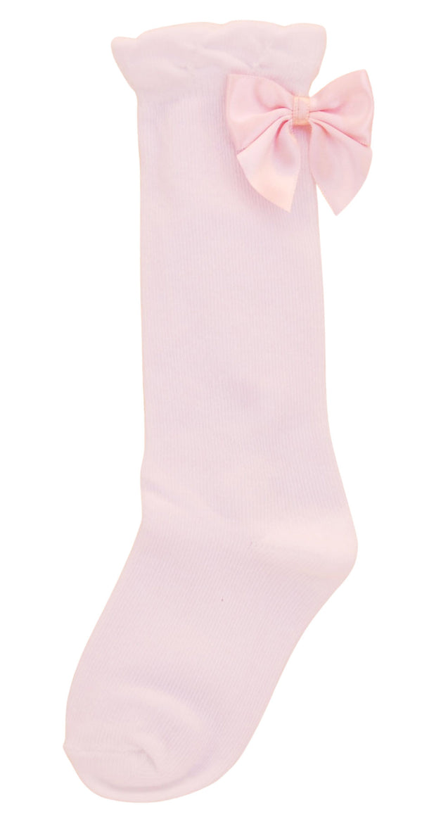 Pink Bow White Knee High Socks