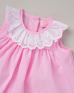Gingham Broderie Anglaise Dress Set