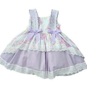 Beau Kid Lavender Bow Floral Sleeveless Summer Dress