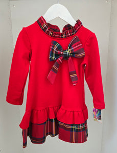 Tartan Bow Dress With Bag