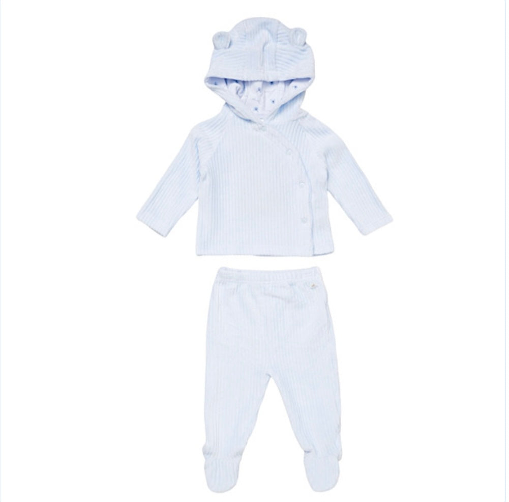 Boys Blue Ribbed Jacket Set