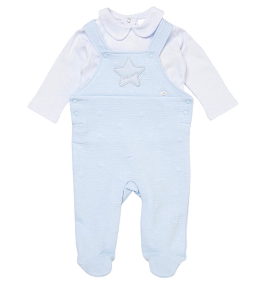 Baby Boys Blue and White Star Dungaree Set