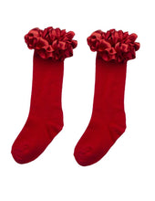 Load image into Gallery viewer, Red Knee High Ruffle Socks
